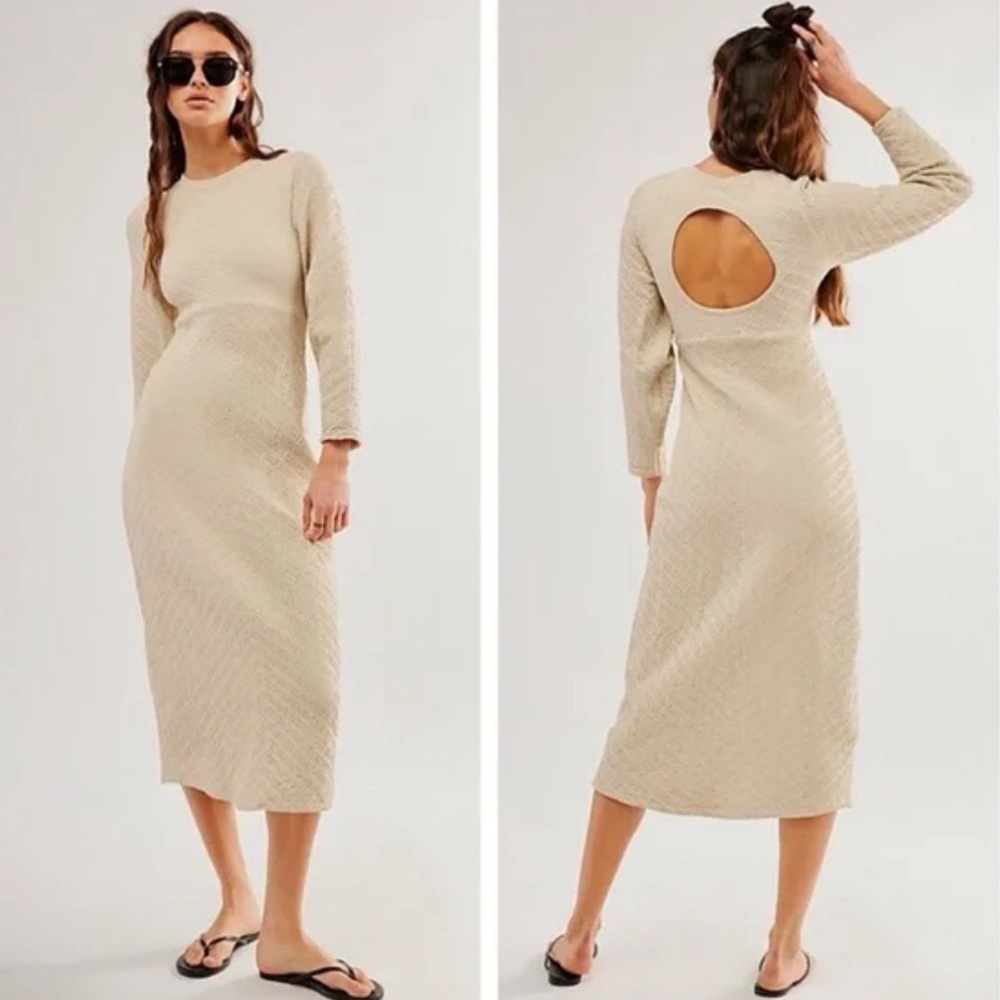 Free People Gabby Seamless Open Back Midi Dress size medium / Large NWT